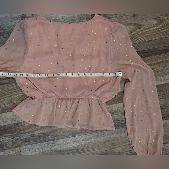 🩷❤️Wild Honey Long Sleeve  Star Sparkle Blouse Size L💜🩷 - Picture 7 of 8